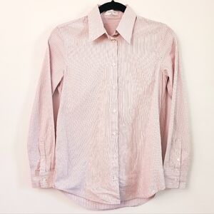 Aritzia Light Pink Striped Boxy Buttondown Collared Oxford Dress Shirt Top